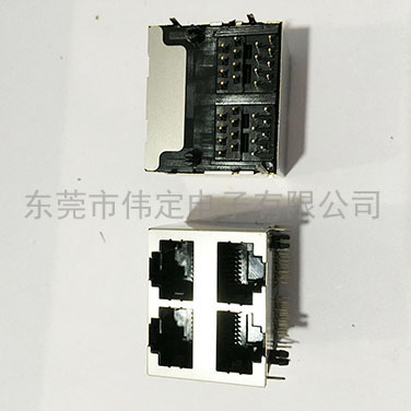 59 2X2倆排四口帶屏蔽殼RJ45網口