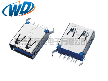 短款180度 USB 3.0連接頭 AF  DIP 無(wú)卷邊 高14.50mm平口彎腳